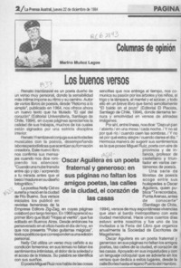 Los buenos versos  [artículo] Marino Muñoz Lagos.