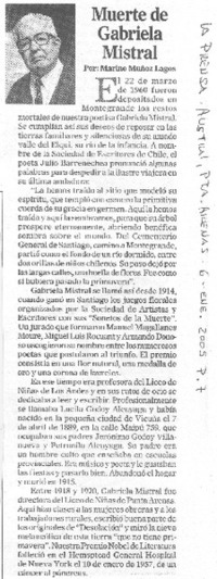 Muerte de Gabriela Mistral