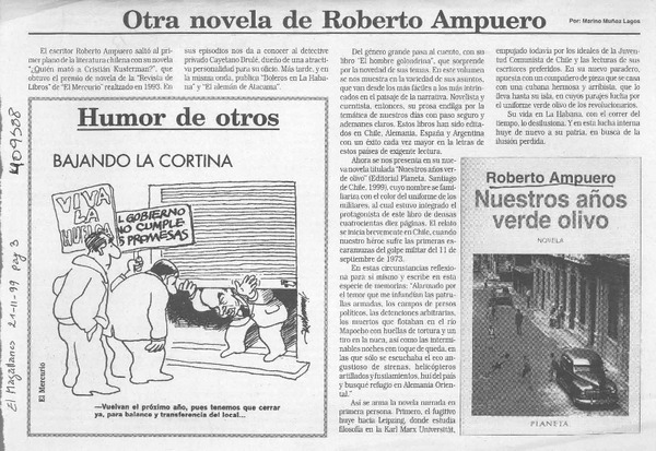 Otra novela de Roberto Ampuero  [artículo] Marino Muñoz Lagos
