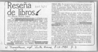 Reseña de libros  [artículo] Marino Muñoz Lagos.
