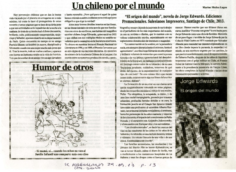 Un chileno por el mundo  [artículo] Marino Muñoz Lagos