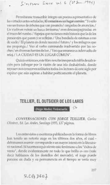 Teillier, el outsider de los lares  [artículo] Diego Muñoz Valenzuela.