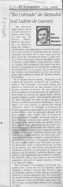 "Río colorado" de Alejandra Leal Ladrón de Guevara  [artículo] Nelson Navarro Cendoya