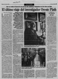 El último viaje del investigador Oreste Plath  [artículo] Loreto Novoa [y] Ximena Poo.