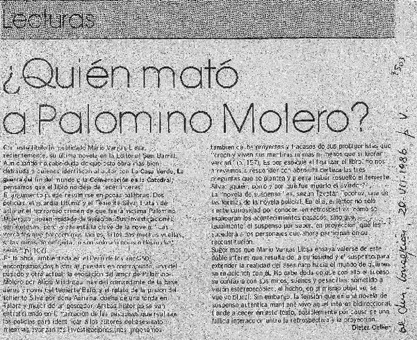 ¿Quién mató a Palomino Molero?