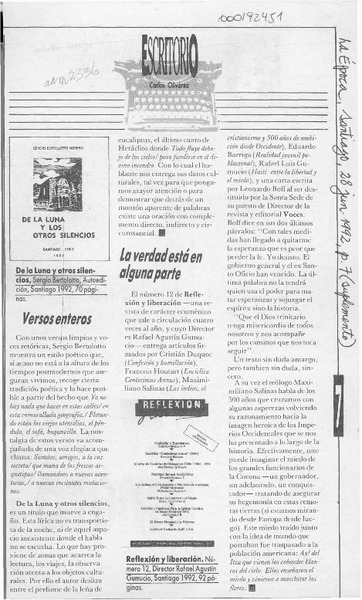 Versos enteros  [artículo] Carlos Olivárez.