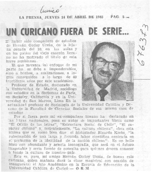 Un curicano fuera de serie --