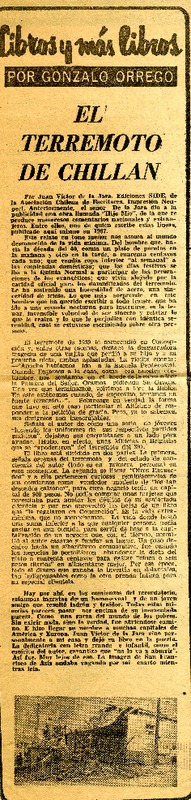 El terremoto de Chillán  [artículo] Gonzalo Orrego.