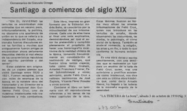 Santiago a comienzos del siglo XIX