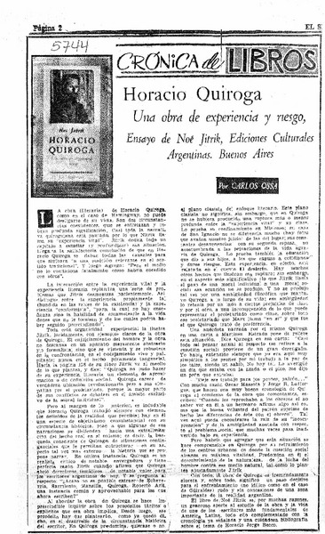 Horacio Quiroga. Una obra de experiencia y riesgo