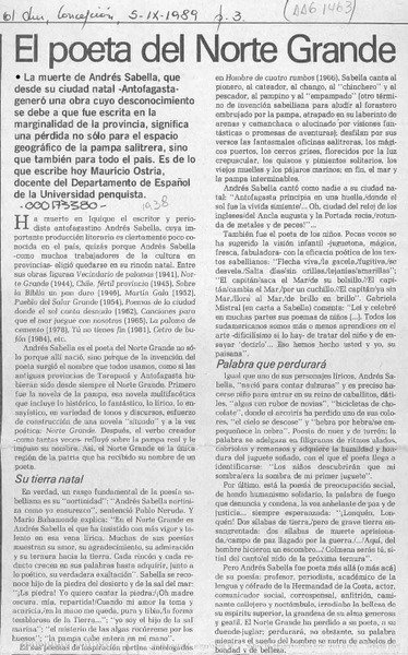 El poeta del Norte Grande  [artículo] Mauricio Ostria.