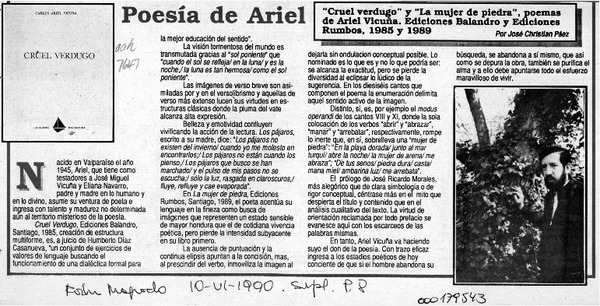Poesía de Ariel  [artículo] José-Christian Páez.