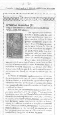 Crónicas reunidas (2)  [artículo] Elías Palmer.