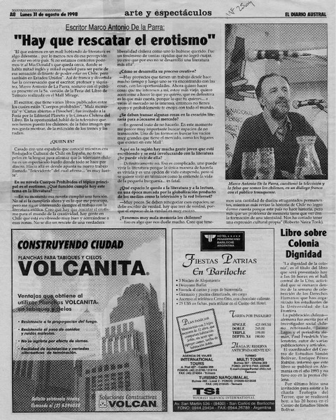 "Hay que rescatar el erotismo"  [artículo] Roberto Neira Tonk.