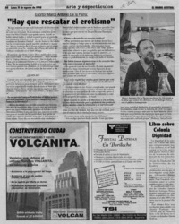 "Hay que rescatar el erotismo"  [artículo] Roberto Neira Tonk.