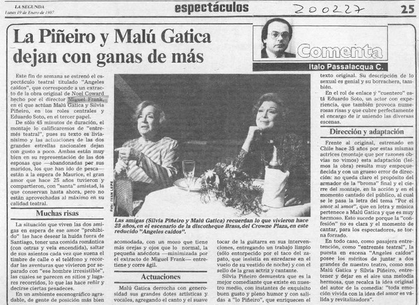 La Piñeiro y Malú Gatica dejan con ganas de más  [artículo] Italo Passalacqua C.