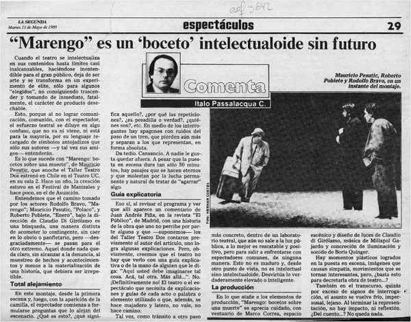 "Marengo" es un "boceto" intelectualoide sin futuro  [artículo] Italo Passalacqua C.