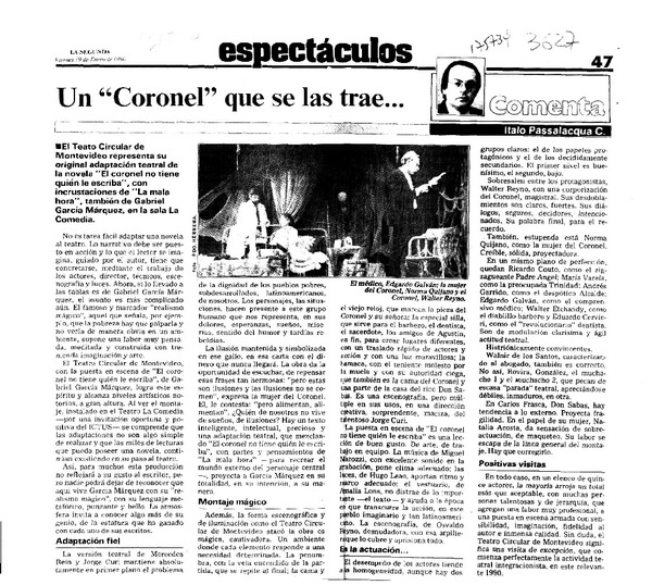 Un "Coronel" que se las trae --  [artículo] Italo Passalacqua C.