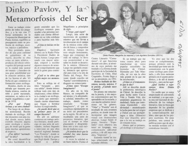 Dinko Pavlov, y la metamorfosis del ser  [artículo].