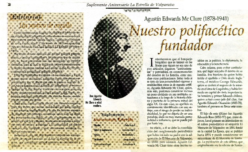 Nuestro polifacético fundador  [artículo] PCG