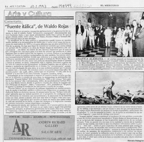 "Fuente itálica", de Waldo Rojas  [artículo] Marcelo Pellegrini.