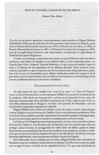 Miguel Delibes, cazador de palabras