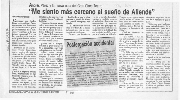 "Me siento más cercano al sueño de Allende"  [artículo] Cristián Soto.
