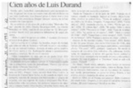 Cien años de Luis Durand  [artículo] Personne.