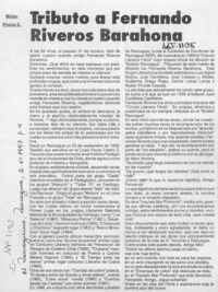 Tributo a Fernando Riveros Barahona  [artículo] Walter Pineda C.