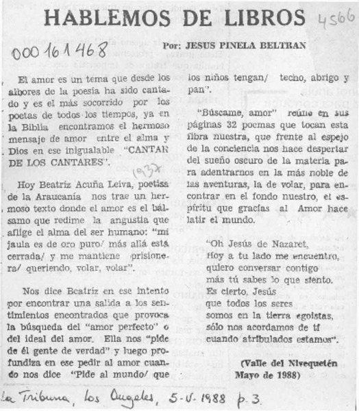 Hablemos de libros  [artículo] Jesús Pinela Beltrán.