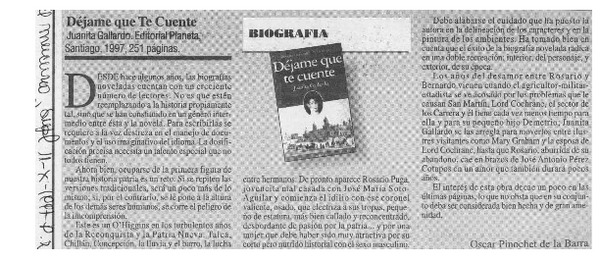 Déjame que te cuente  [artículo] Oscar Pinochet de la Barra.