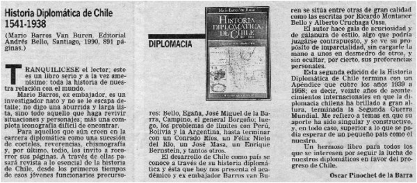 Historia diplomática de Chile 1541-1938