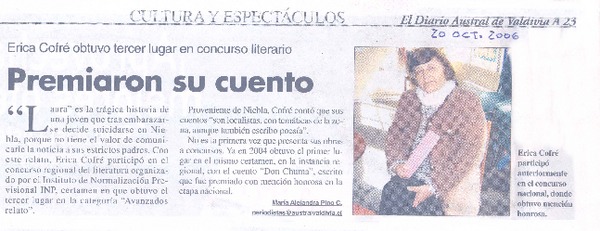 Premiaron su cuento