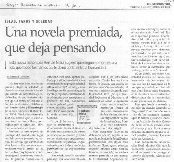 Una novela premiada, que deja pensando