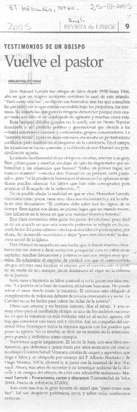 Vuelve el pastor.