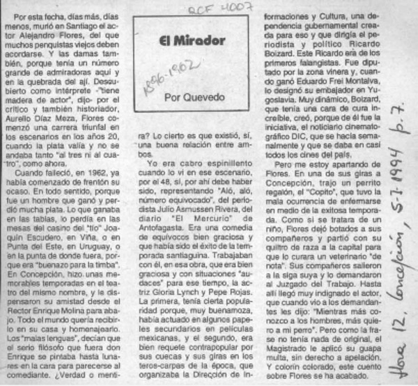 El mirador  [artículo] Quevedo.