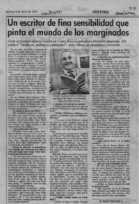 Un escritor de fina sensibilidad que pinta el mundo de los marginados  [artículo] Samuel Valenzuela Y.