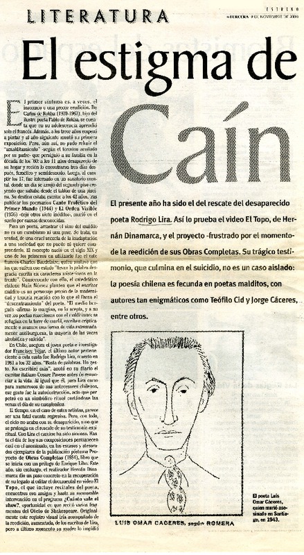 El estigma de Caín  [artículo] Iván Quezada E.