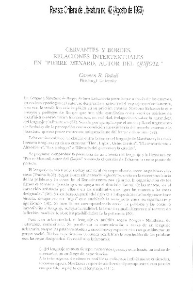 Cervantes y Borges; relaciones intertextuales en "Pierre Menard, autor del Quijote"