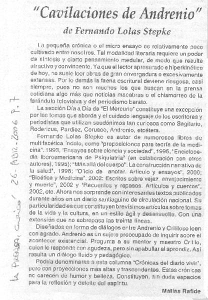 "Cavilaciones de Andrenio"