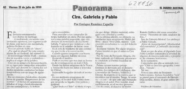 Ciro, Gabriela y Pablo  [artículo] Enrique Ramírez Capello