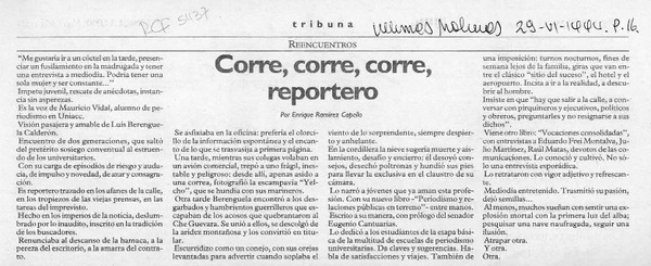 Corre, corre, corre, reportero  [artículo] Enrique Ramírez Capello.