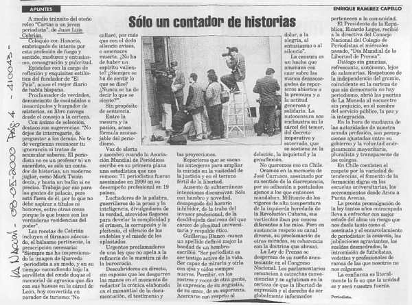 Sólo un contador de historias  [artículo] Enrique Ramírez Capello