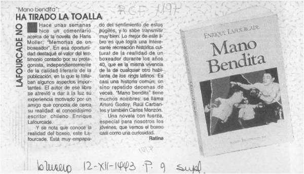 Lafourcade no ha tirado la toalla  [artículo] Ratina.