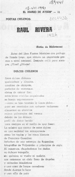 Raúl Rivera  [artículo] Ratón de biblioteca.