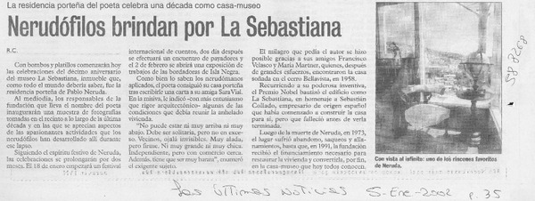 Nerudófilos brindan por La Sebastiana