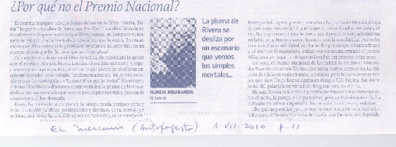 ¿Por qué no el Premio Nacional?