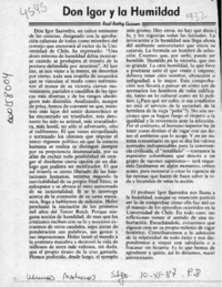 Don Igor y la humildad  [artículo] Raúl Rettig Guissen.