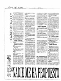 Carmen Rico-Godoy, "Nadie me ha propuesto ser mujer objeto"  [artículo] Hernán Riquelme.