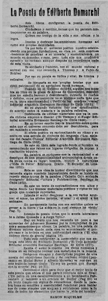 La Poesía de Edilberto Domarchi